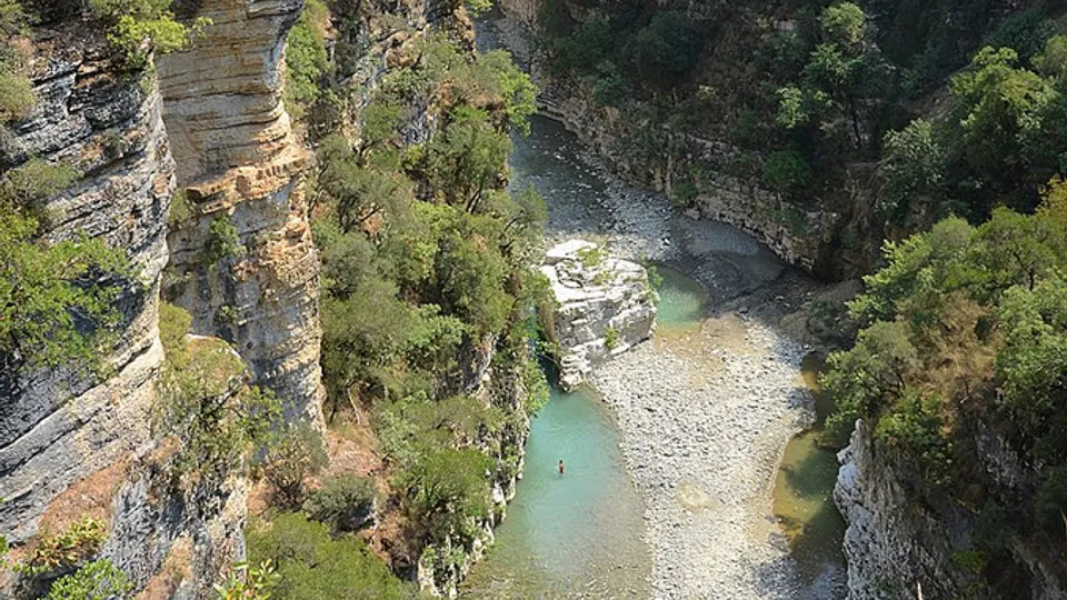 The Osumi Canyon gorge cutting through the Skrapar countryside