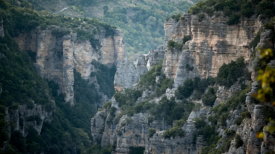 Panoramic view over the Osumi Canyon gorge and the surrounding hills
